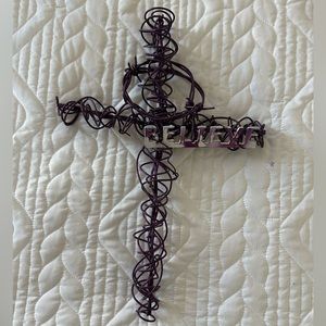 Purple Wire Believe Cross